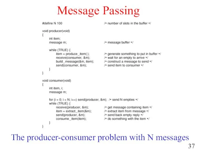 Message Passing The producer-consumer problem with N messages