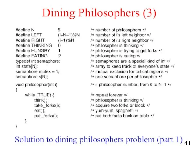 Dining Philosophers (3) Solution to dining philosophers problem (part 1)