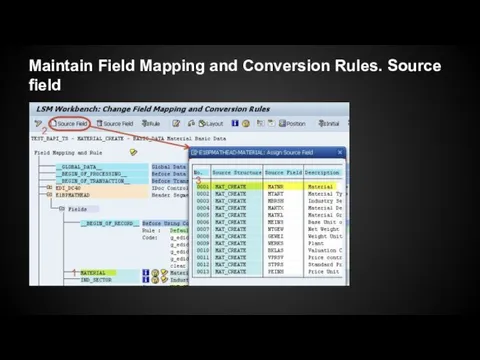 Maintain Field Mapping and Conversion Rules. Source field