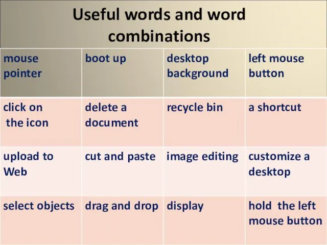 Useful words and word combinations