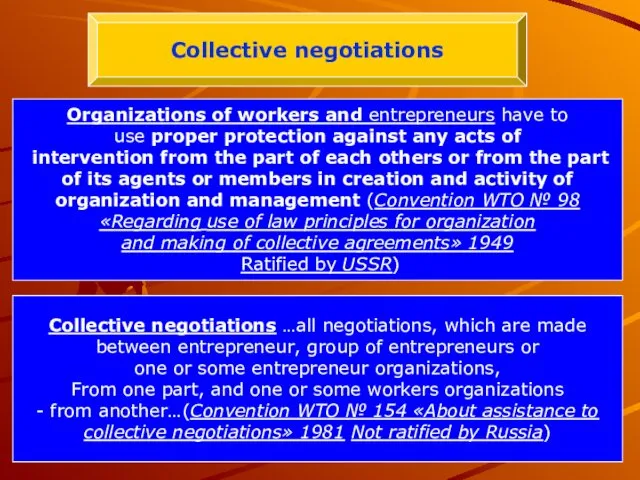 Collective negotiations …all negotiations, which are made between entrepreneur, group of entrepreneurs or