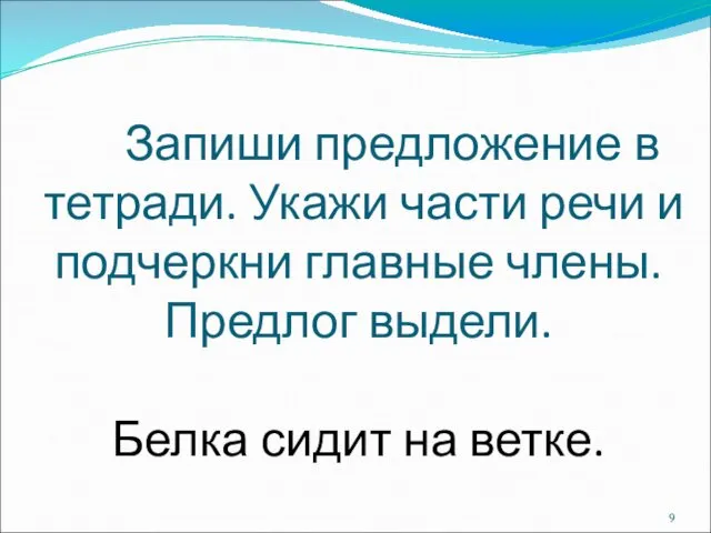 Запиши предложение в тетради. Укажи части речи и подчеркни главные