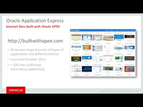 http://builtwithapex.com Showcases large diversity of types of applications and different themes Launched October,