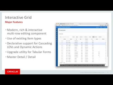 Interactive Grid Modern, rich & interactive multi-row editing component Use of existing Item