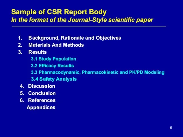 Sample of CSR Report Body In the format of the Journal-Style scientific paper