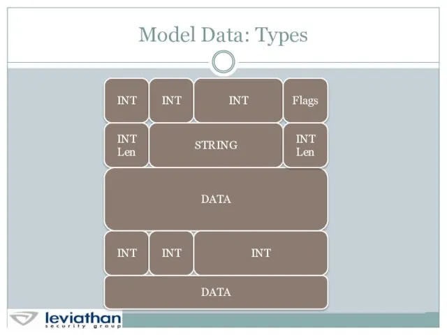 Model Data: Types INT INT INT Flags INT Len STRING