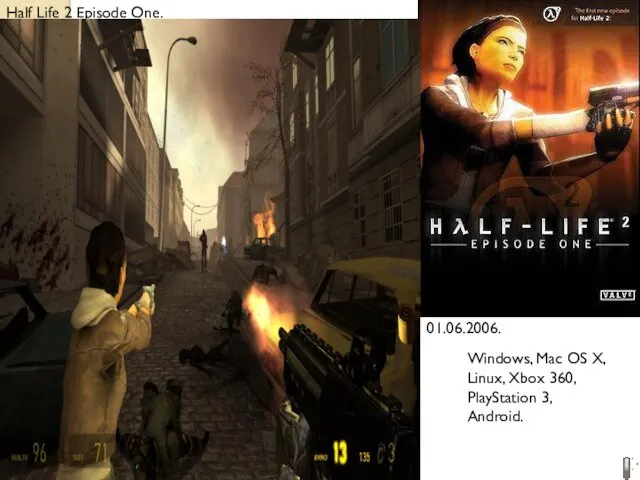 Half Life 2 Episode One. 01.06.2006. Windows, Mac OS X, Linux, Xbox 360, PlayStation 3, Android.