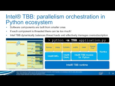 Intel® TBB: parallelism orchestration in Python ecosystem Software components are