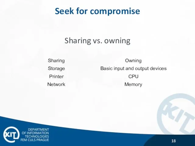 Seek for compromise Sharing vs. owning