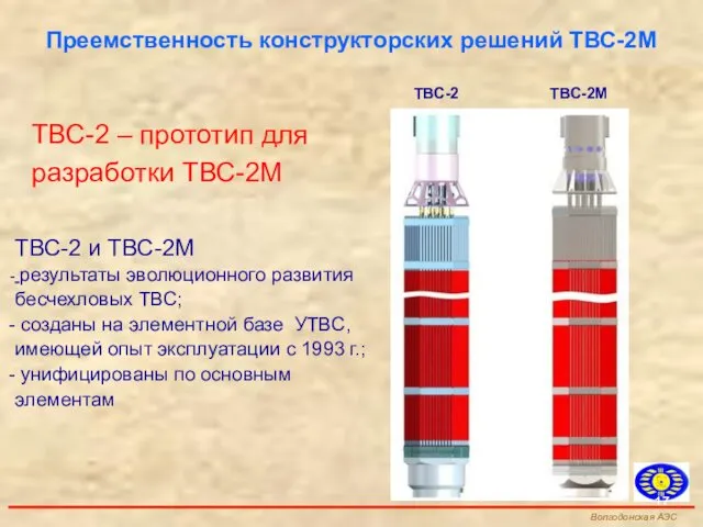 ТВС-2 и ТВС-2М результаты эволюционного развития бесчехловых ТВС; созданы на