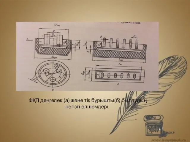 ФҚП дөңгелек (а) және тік бұрышты(б) былаудың негізгі өлшемдері.