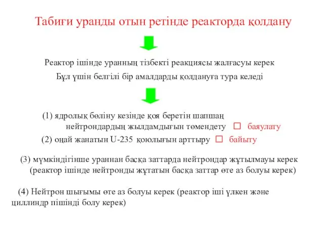 Табиғи уранды отын ретінде реакторда қолдану (2) оңай жанатын U-235