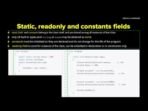 Static, readonly and constants fields static field and constant belong