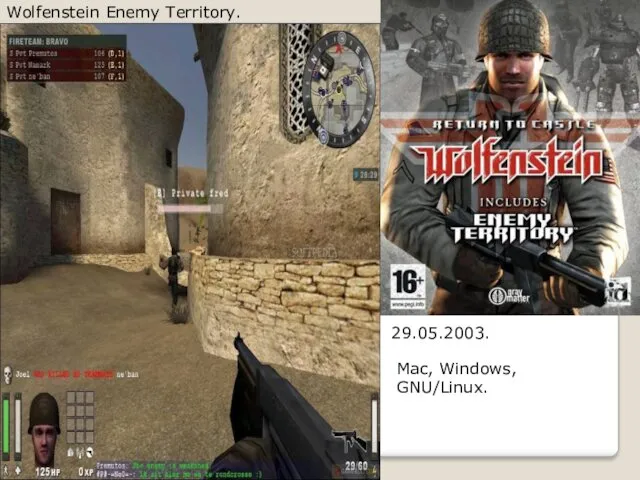 Wolfenstein Enemy Territory. 29.05.2003. Mac, Windows, GNU/Linux.