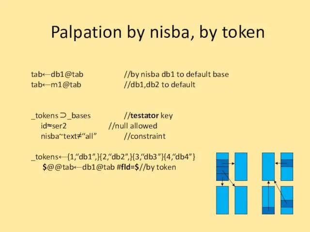 Palpation by nisba, by token tab←db1@tab //by nisba db1 to