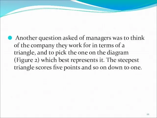 Another question asked of managers was to think of the