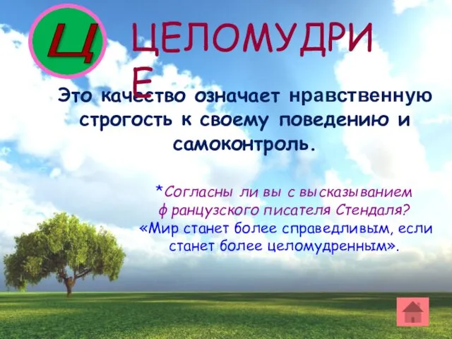 Это качество означает нравственную строгость к своему поведению и самоконтроль.