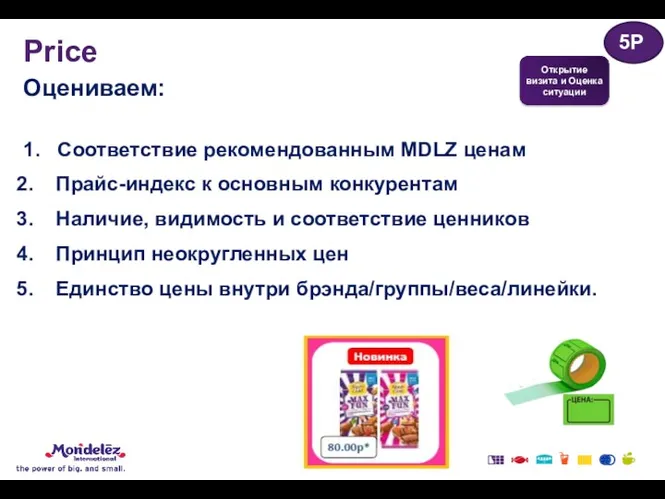 Оцениваем: 1. Соответствие рекомендованным MDLZ ценам Прайс-индекс к основным конкурентам