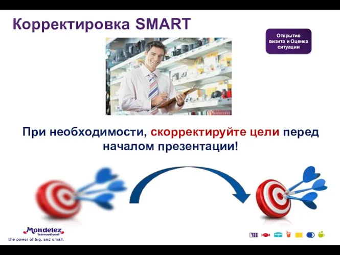 Корректировка SMART При необходимости, скорректируйте цели перед началом презентации! Открытие визита и Оценка ситуации