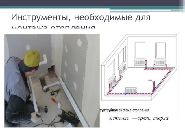 Инструменты, необходимые для монтажа отопления разводные ключи, отвертки, молоток; для