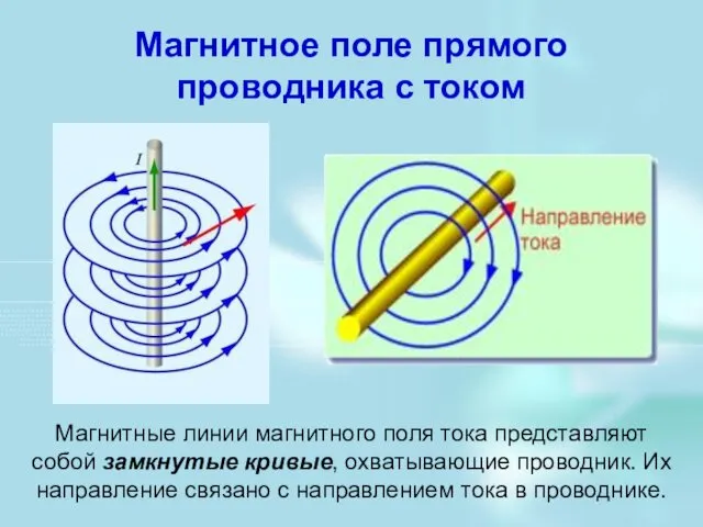 Магнитное поле прямого проводника с током Магнитные линии магнитного поля