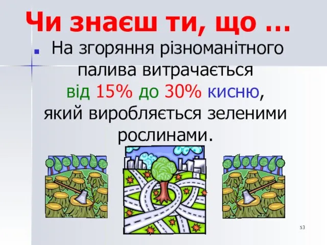 Чи знаєш ти, що … На згоряння різноманітного палива витрачається