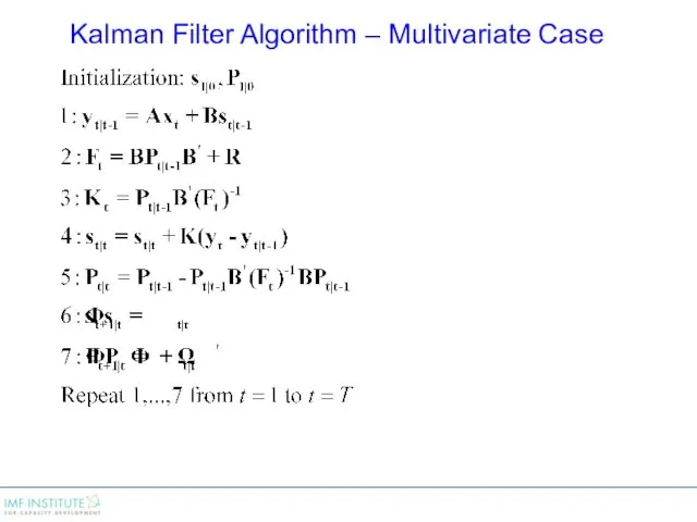 Kalman Filter Algorithm – Multivariate Case