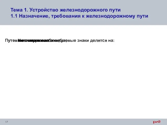 Тема 1. Устройство железнодорожного пути 1.1 Назначение, требования к железнодорожному