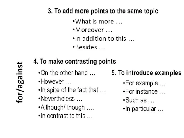 3. To add more points to the same topic What