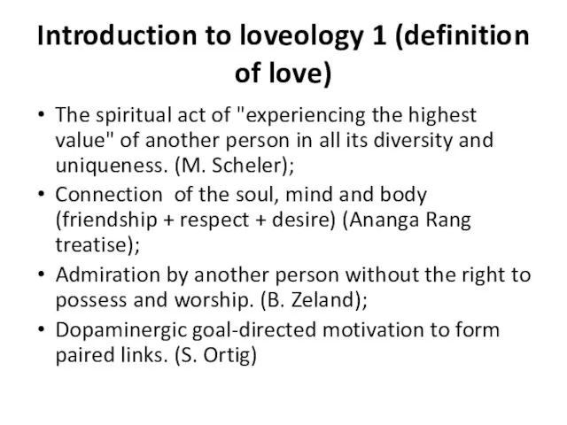 Introduction to loveology 1 (definition of love) The spiritual act