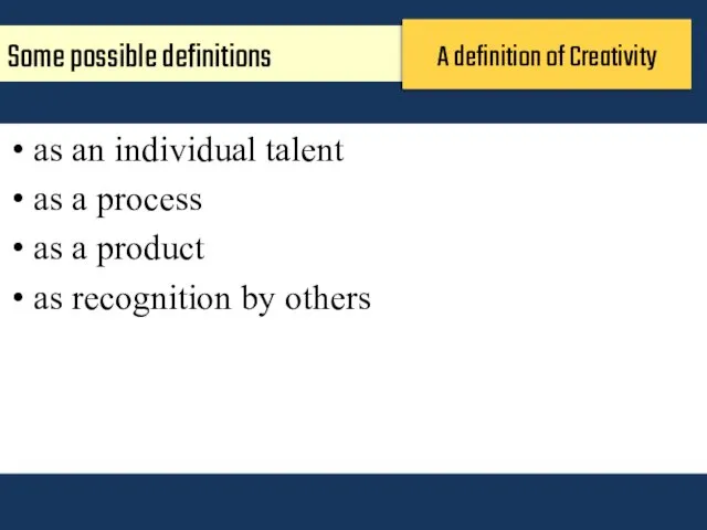 Some possible definitions as an individual talent as a process