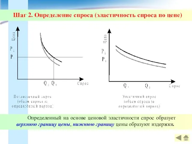 Шаг 2. Определение спроса (эластичность спроса по цене) Определенный на