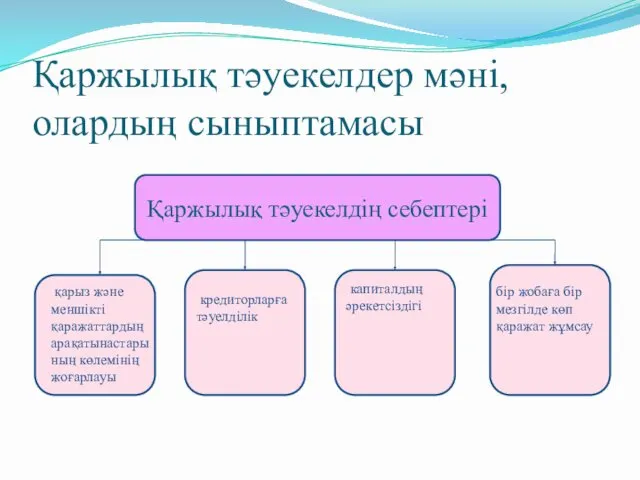 Қаржылық тәуекелдер мәні, олардың сыныптамасы қарыз және меншікті қаражаттардың арақатынастарының