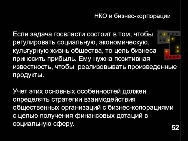 НКО и бизнес-корпорации Если задача госвласти состоит в том, чтобы