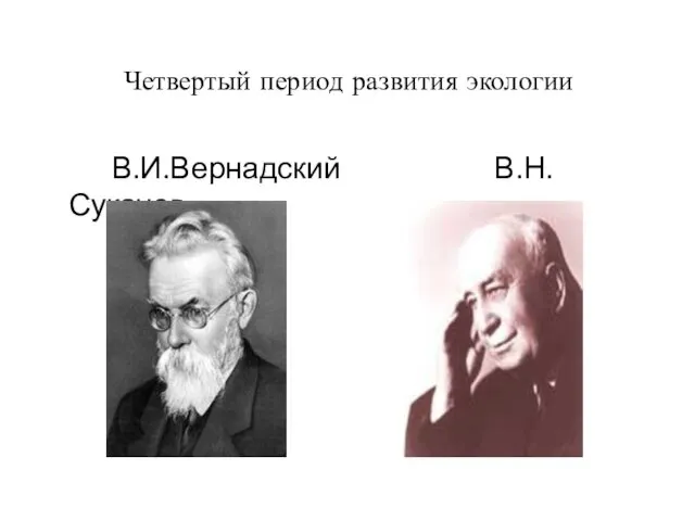 Четвертый период развития экологии В.И.Вернадский В.Н.Сукачев