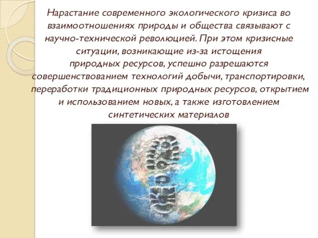 Нарастание современного экологического кризиса во взаимоотношениях природы и общества связывают