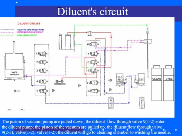 Diluent's circuit The piston of vacuum pump are pulled down,