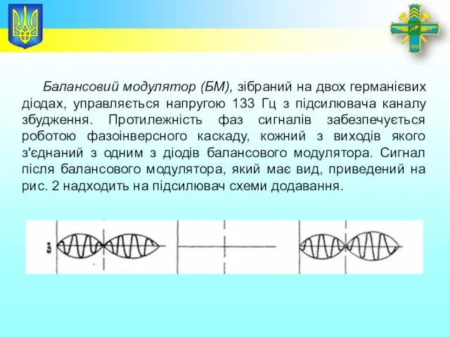 Заголовок Балансовий модулятор (БМ), зібраний на двох германієвих діодах, управляється