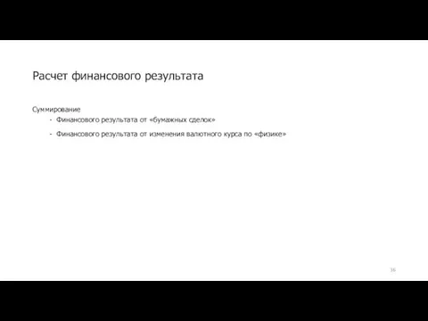 Суммирование Финансового результата от «бумажных сделок» Финансового результата от изменения