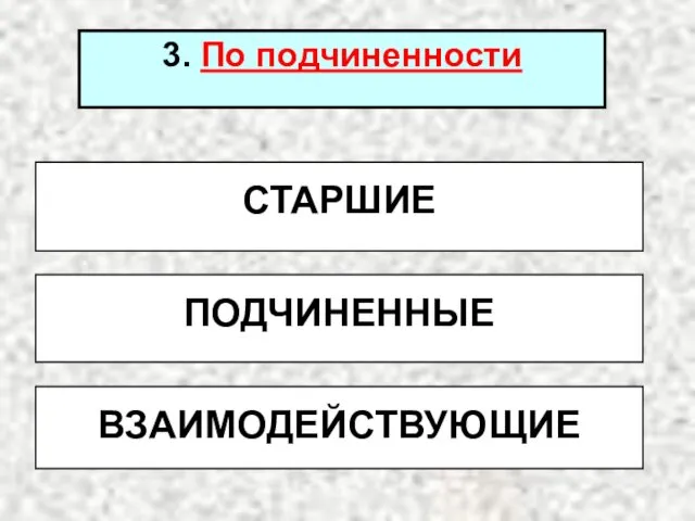 СТАРШИЕ ПОДЧИНЕННЫЕ 3. По подчиненности ВЗАИМОДЕЙСТВУЮЩИЕ