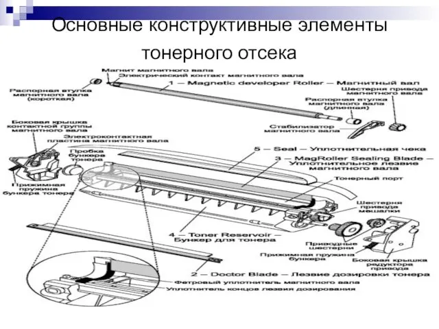 Основные конструктивные элементы тонерного отсека