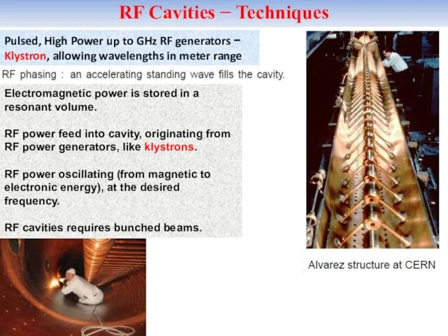 Electromagnetic power is stored in a resonant volume. RF power