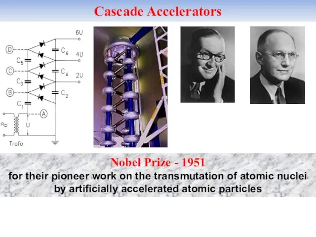 Cascade Accelerators Nobel Prize - 1951 for their pioneer work