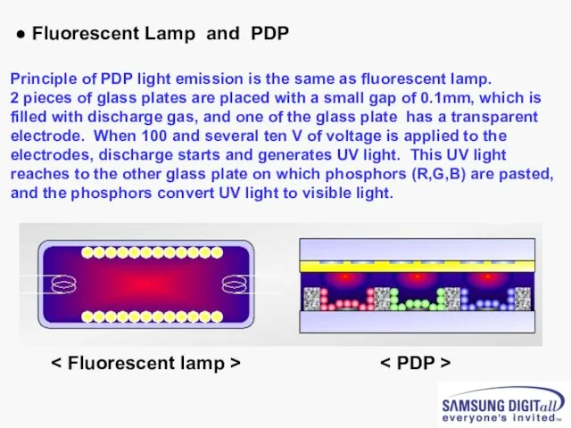 Principle of PDP light emission is the same as fluorescent