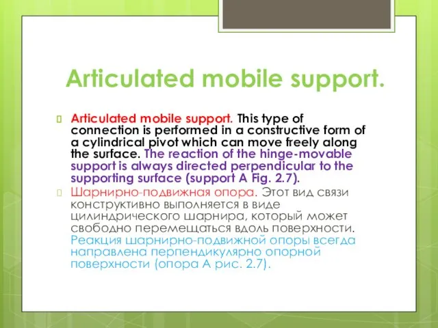 Articulated mobile support. Articulated mobile support. This type of connection