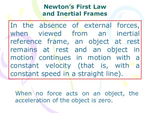 When no force acts on an object, the acceleration of