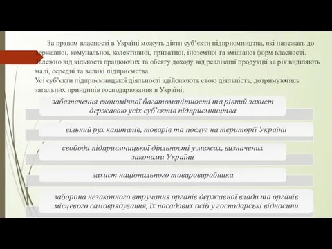 За правом власності в Україні можуть діяти суб’єкти підприємництва, які