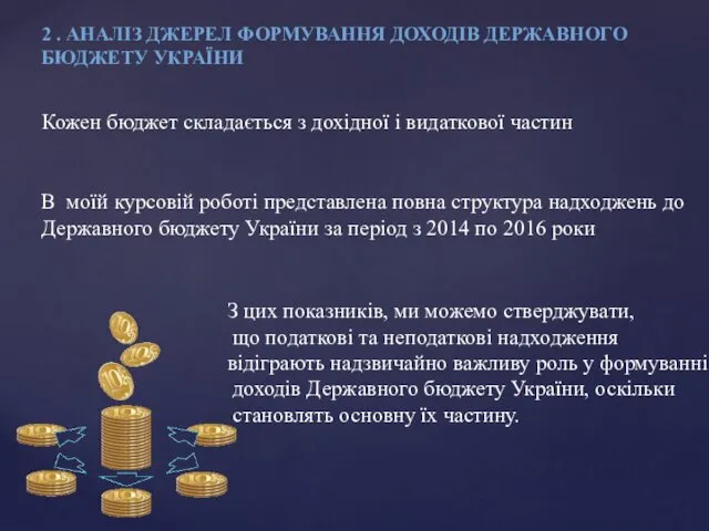 2 . АНАЛІЗ ДЖЕРЕЛ ФОРМУВАННЯ ДОХОДІВ ДЕРЖАВНОГО БЮДЖЕТУ УКРАЇНИ Кожен