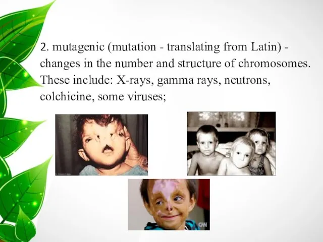 2. mutagenic (mutation - translating from Latin) - changes in