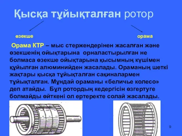 Қысқа тұйықталған ротор Орама КТР – мыс стержендерінен жасалған және